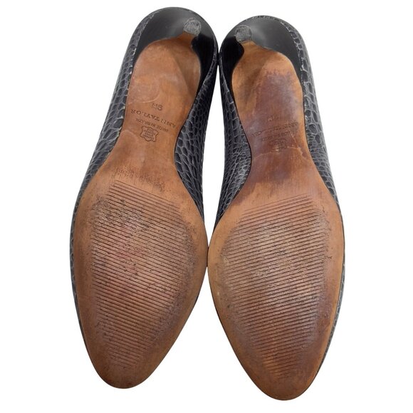 ANN TAYLOR Heels Gray Croc Embossed Leather Womens Size 9M  Shoes - Picture 7 of 11